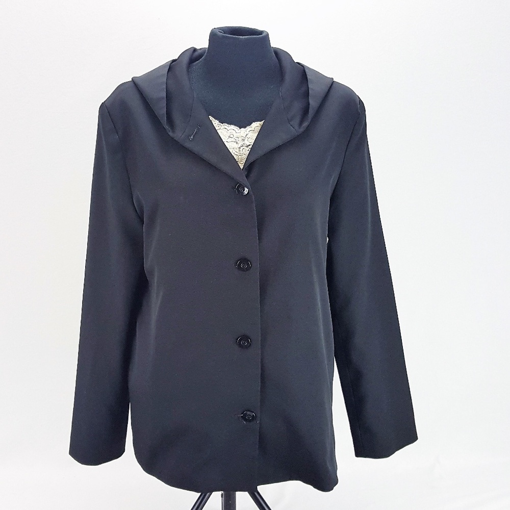 Mixit Womens Jacket Blazer Overcoat Black w Hood 6